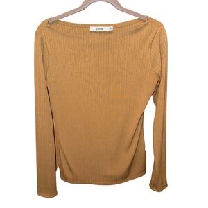 3️⃣JustFab Women's Camel Long Sleeve Ribbed top